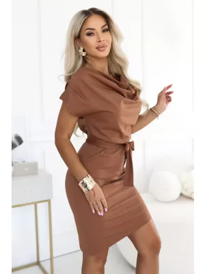 Dámske šaty NUMOCO 240-13 ČOKOLÁDOVO HNEDÁ