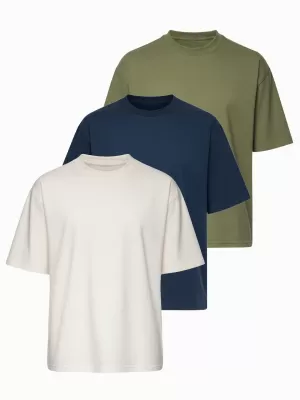 Pánske tričko OMBRE OM-TSBC-0291 OFF WHITE/PALE OLIVE/NAVY