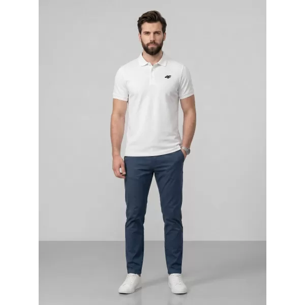  Pánske tričko s golierom 4F WMM00TPTSM0771 WHITE 