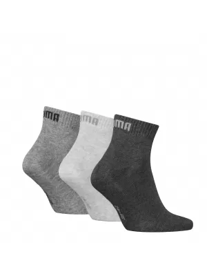 Ponožky PUMA UNISEX QUARTER PLAIN 3P 93858916 ANTHRACIT/L MEL GREY/M MEL GREY