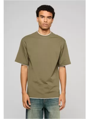 Pánske tričko URBAN CLASSICS TB029A-00824 OLIVE/WHITE