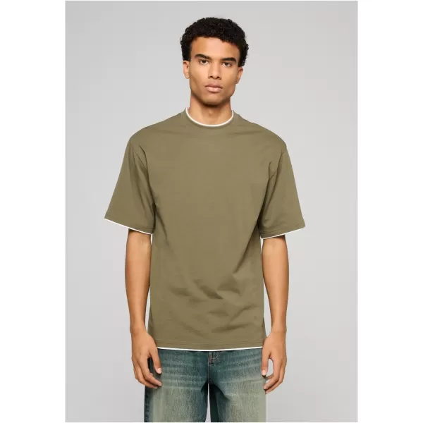  Pánske tričko URBAN CLASSICS TB029A-00824 OLIVE/WHITE 