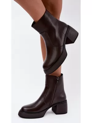 Dámske členkové topánky D&A CR62-3369 DARK BROWN