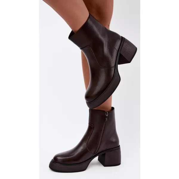  Dámske členkové topánky D&A CR62-3369 DARK BROWN 