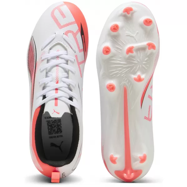  Detské kopačky PUMA ULTRA 5 PLAY FG/AG JR 108170-01 WHITE/BLACK/GLOWING RED 