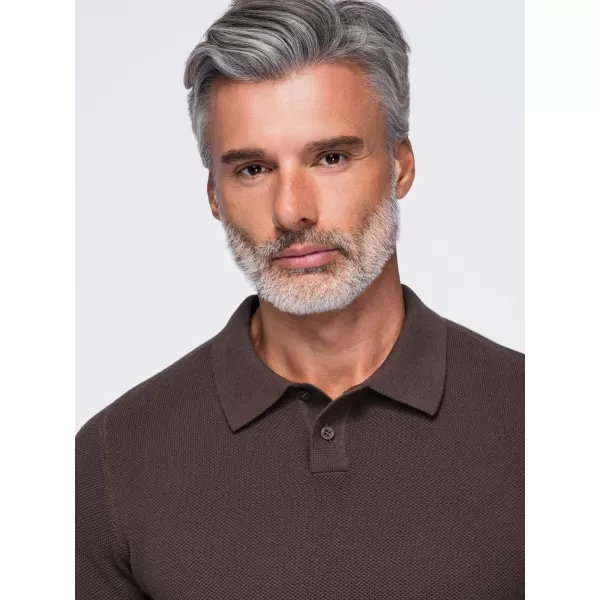  Pánske polo tričko OMBRE OM-POSS-0178 DARK BROWN 
