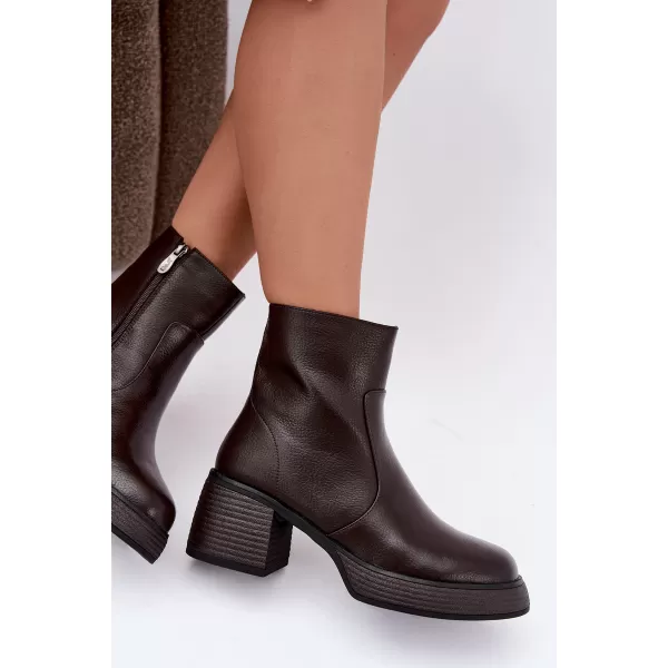  Dámske členkové topánky D&A CR62-3369 DARK BROWN 