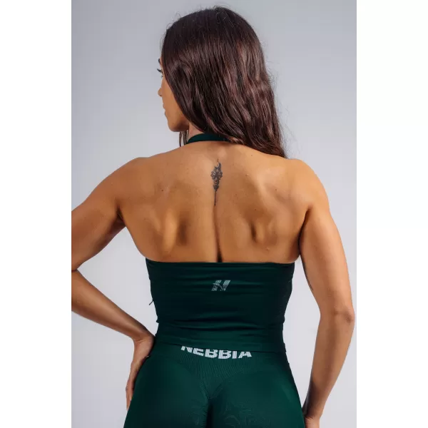  Halter top so vstavanou podprsenkou NEBBIA PRIMAL 863 DARK GREEN 