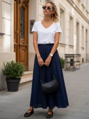 Dámska sukňa DSTREET CY0451 TMAVO MODRÁ