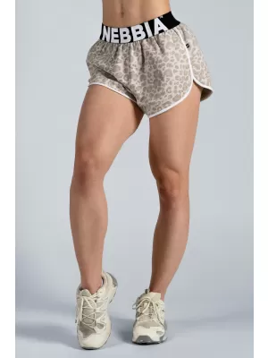 Tréningové šortky s leopardím vzorom NEBBIA PRIMAL 855 CREAM LEOPARD