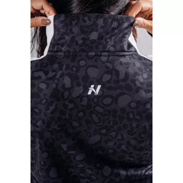  Half-zips mikina s leopardím vzorom NEBBIA PRIMAL 866 BLACK LEOPARD 