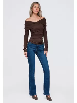Dámska blúzka OMBRE OW-TS-E0088 BROWN