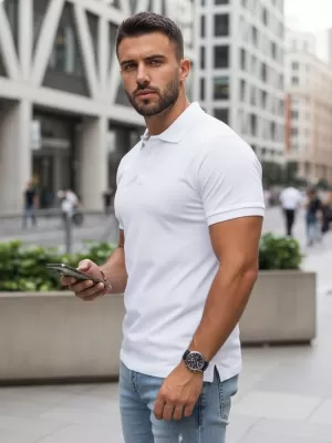 Pánske tričko s golierom DSTREET PX0514 BIELA