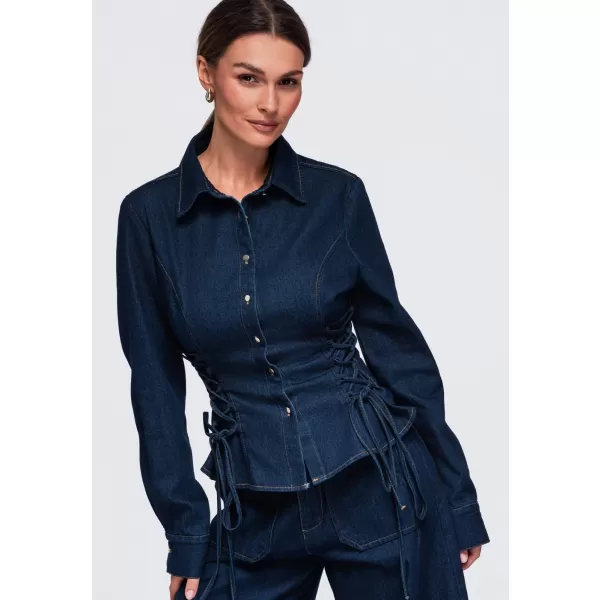  Dámska košeľa OMBRE OW-SH-E0070 NAVY BLUE 