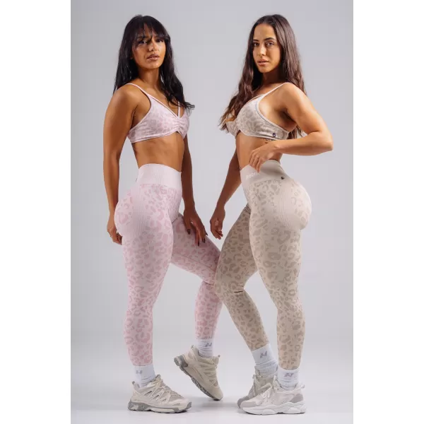  Kompresné push-up legíny s leopardím vzorom NEBBIA PRIMAL 849 PINK LEOPARD 