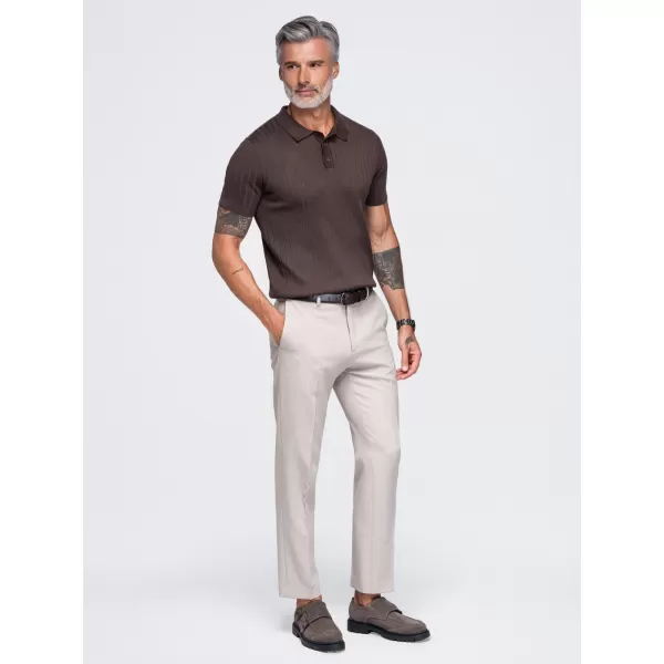  Pánske polo tričko OMBRE OM-POSS-0180 LIGHT BROWN 