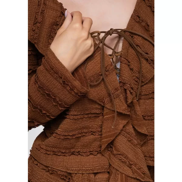  Dámska blúza OMBRE OW-TS-E0067 LIGHT BROWN 