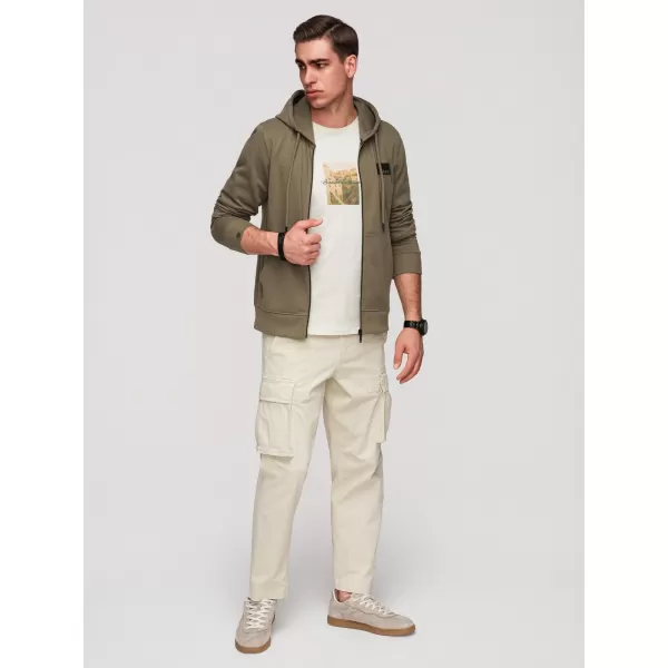  Pánska mikina OMBRE OM-SSZP-0256 OLIVE 