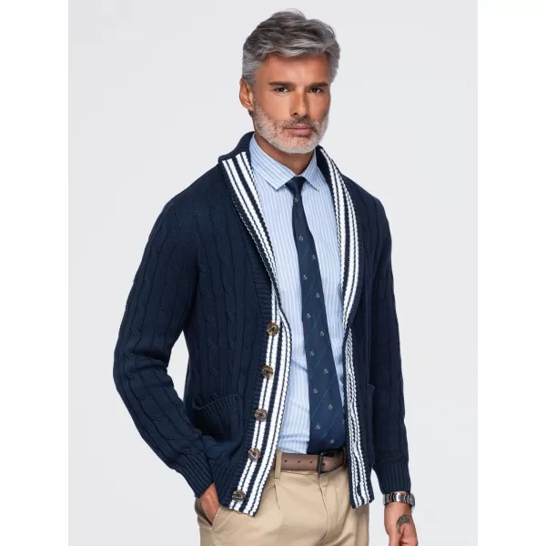  Pánsky kardigan OMBRE OM-SWCD-0196 NAVY BLUE 