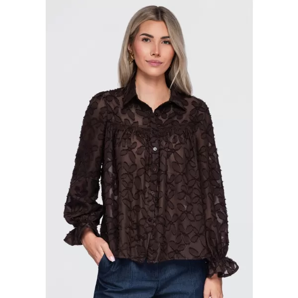  Dámska košeľa OMBRE OW-SH-E0074 BROWN 