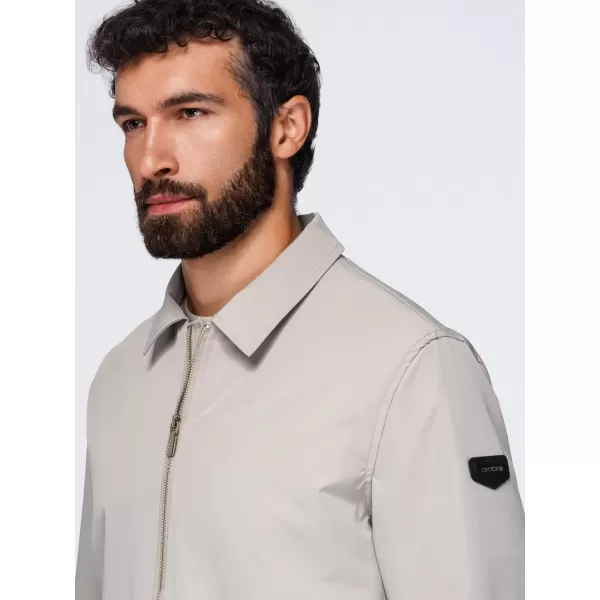  Pánska prechodná bunda OMBRE OM-JANP-0224 GREY-BEIGE 
