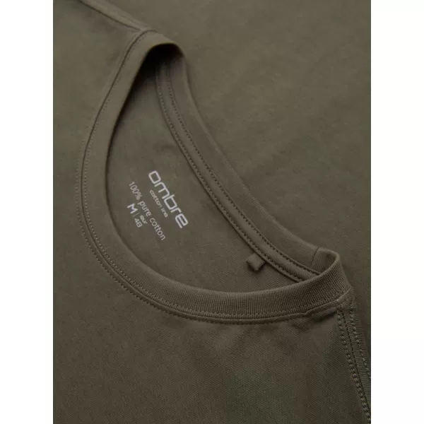  Pánske tričko OMBRE OM-LSBL-0142 DARK OLIVE 
