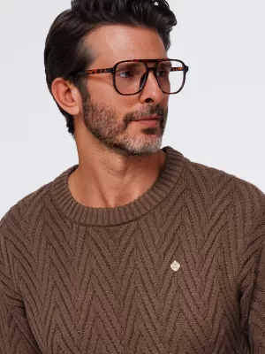 Pánsky sveter OMBRE OM-SWSW-0190 BROWN
