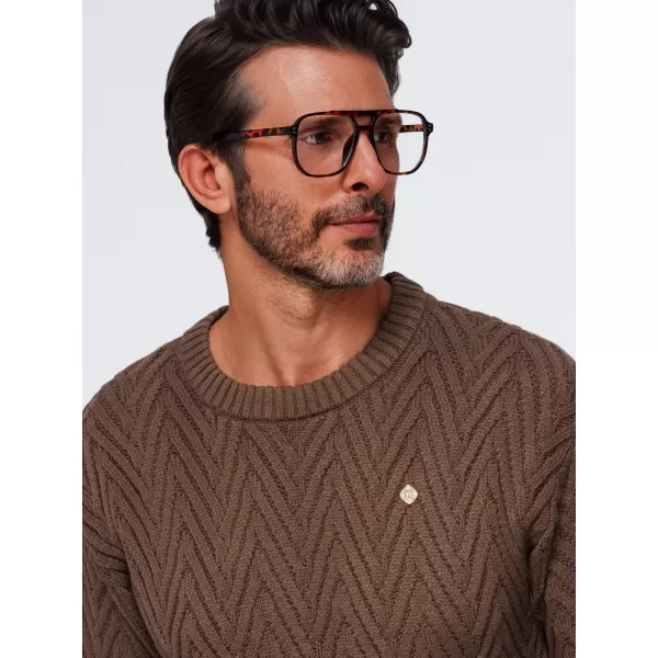  Pánsky sveter OMBRE OM-SWSW-0190 BROWN 