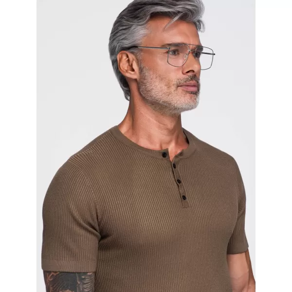  Pánske tričko OMBRE OM-TSCT-0304 LIGHT BROWN 