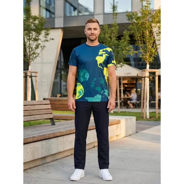  Pánske voľnočasové tričko premium ALTISPORT VOJ/ALM130TR06 NAVY-FLUO YELLOW 