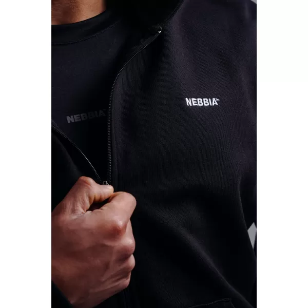  Mikina na zips s vyšívaným logom NEBBIA PRIMAL 884 BLACK 
