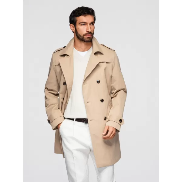  Pánsky kabát OMBRE OM-COLC-0146 BEIGE 