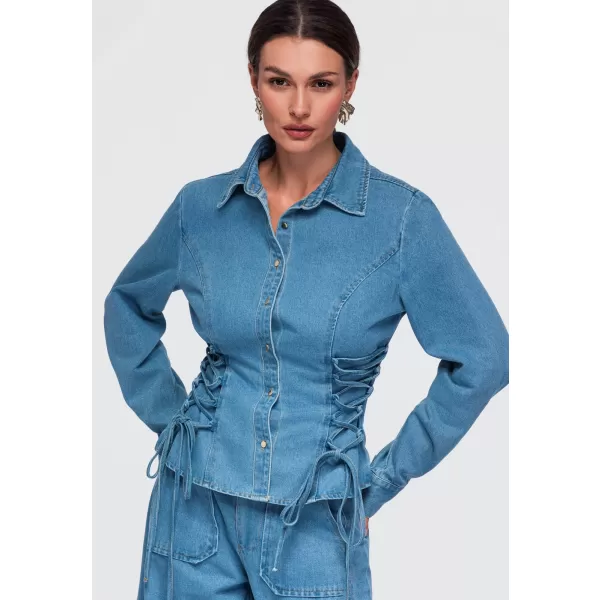 Dámska košeľa OMBRE OW-SH-E0070 BLUE 