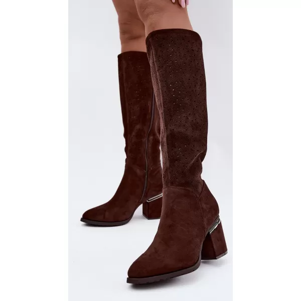  Dámske čižmy S.BARSKI HY62-8122 CHOCOLATE 