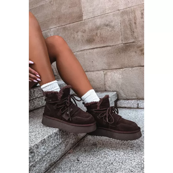  Dámske snehule BIG STAR SHOES UU274316 BROWN/BEIGE SHADOWS 