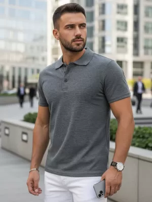Pánske tričko s golierom DSTREET PX0509 TMAVO ŠEDÁ