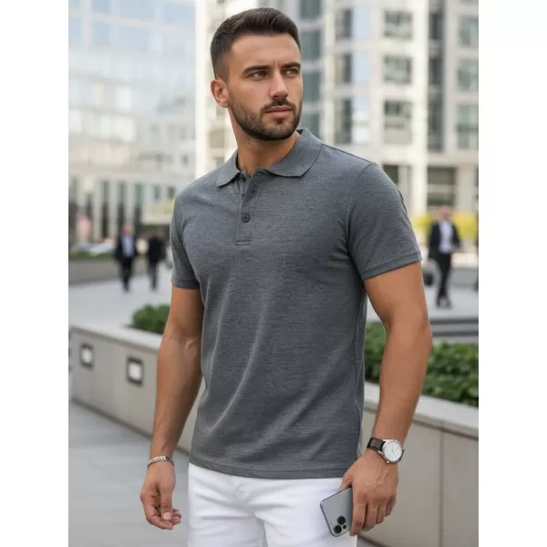  Pánske tričko s golierom DSTREET PX0509 TMAVO ŠEDÁ 