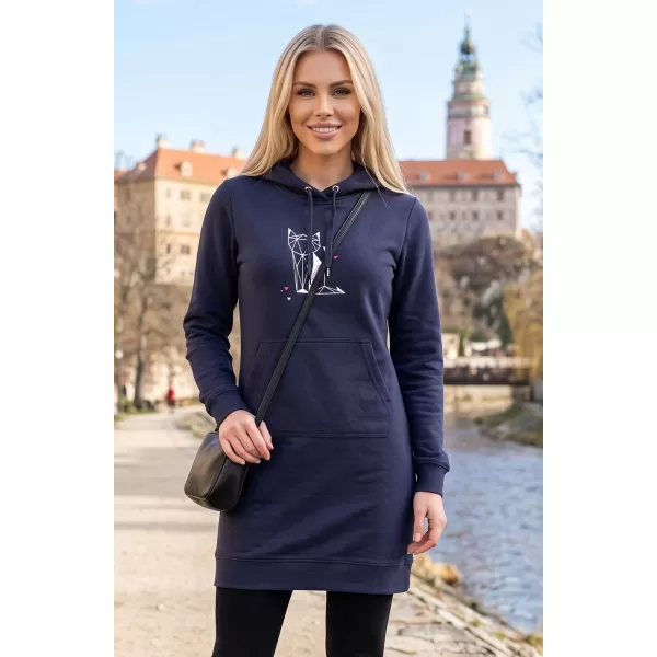  Dámska predĺžená mikina ALTISPORT ALW091419 NÁMORNÁ MODRÁ 