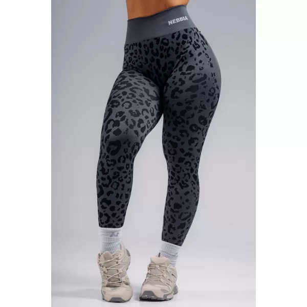  Kompresné push-up legíny s leopardím vzorom NEBBIA PRIMAL 849 BLACK LEOPARD 