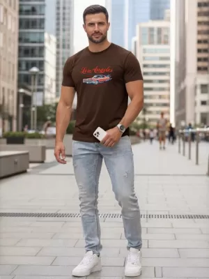 Pánske tričko DSTREET NX0055R-CH HNEDÁ