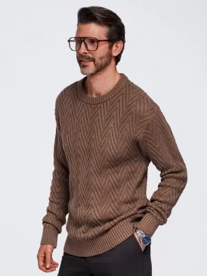 Pánsky sveter OMBRE OM-SWSW-0190 BROWN