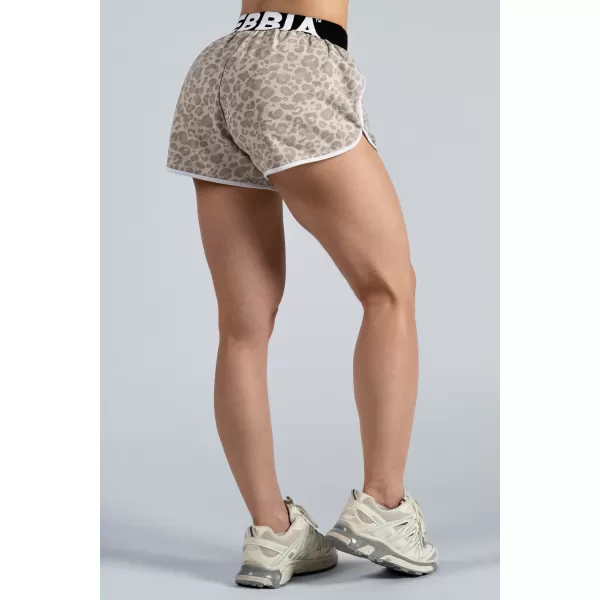  Tréningové šortky s leopardím vzorom NEBBIA PRIMAL 855 CREAM LEOPARD 