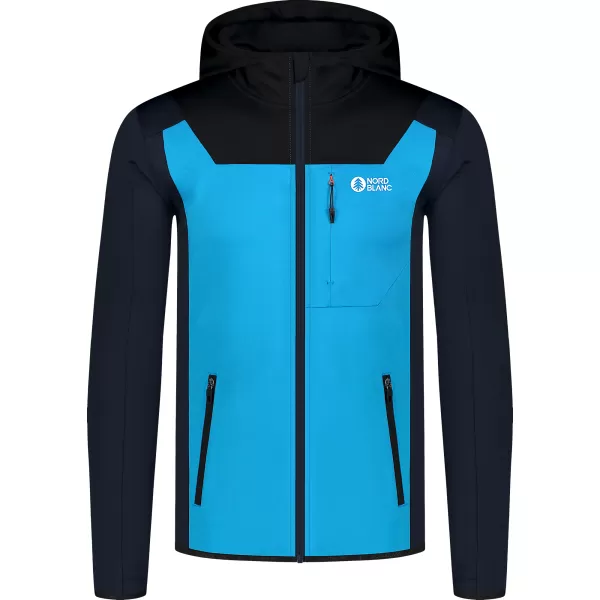  Pánska powerfleece mikina NORDBLANC SPRAWL NBSFM8333 ŽIARIVO MODRÁ 