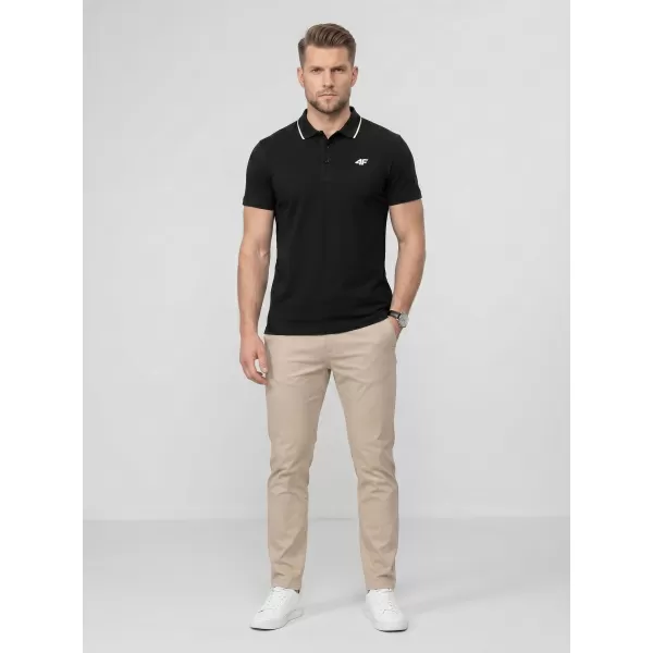  Pánske tričko s golierom 4F WMM00TPTSM0773 DEEP BLACK 
