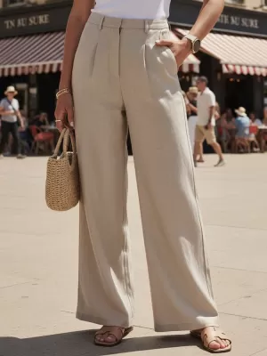 Dámske nohavice DSTREET UY3079 BÉŽOVÁ