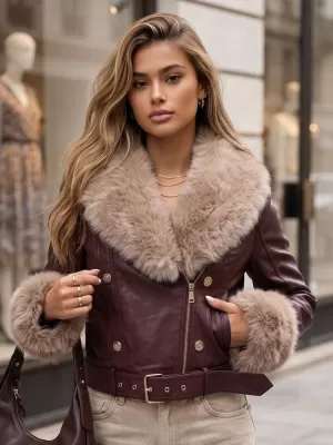 Dámska bunda DSTREET TY5980 BORDOVÁ