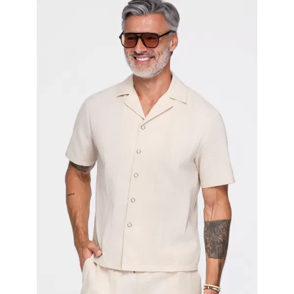  Pánska košeľa OMBRE OM-SHSS-0221 CREAM 