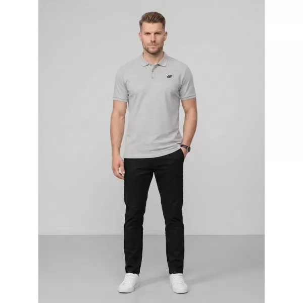  Pánske tričko s golierom 4F WMM00TPTSM0770 DARK GREY MELANGE 
