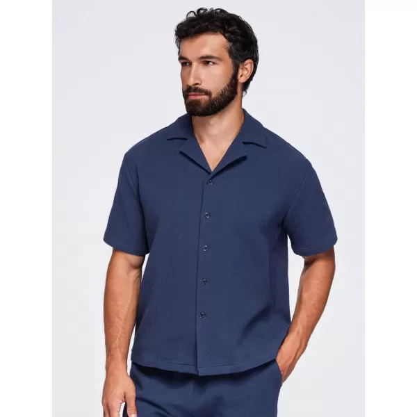  Pánska košeľa OMBRE OM-SHSS-0220 NAVY BLUE 