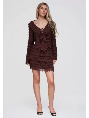 Dámska blúza OMBRE OW-TS-E0067 DARK BROWN